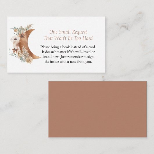 Antrag auf ein neutrales Babyduschbuch für Boho Ge Begleitkarte (Vorne/Hinten)