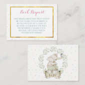 Antrag auf ein neutrales Elephant-Babyduschbuch Begleitkarte (Vorne/Hinten)