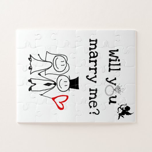 Antrag-Puzzlespiel mit "heiraten Sie mich?" Text Puzzle (Horizontal)