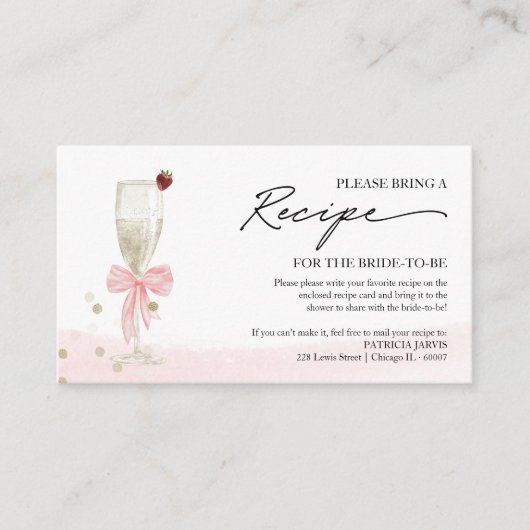 Antragsformular für Champagner-Brautparty Begleitkarte (Vorderseite)