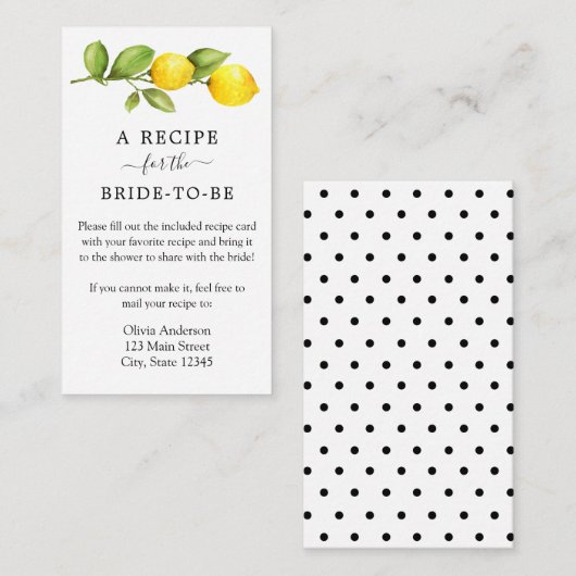 Antragskarte für das Brautparty von Lemon Begleitkarte (Vorne/Hinten)