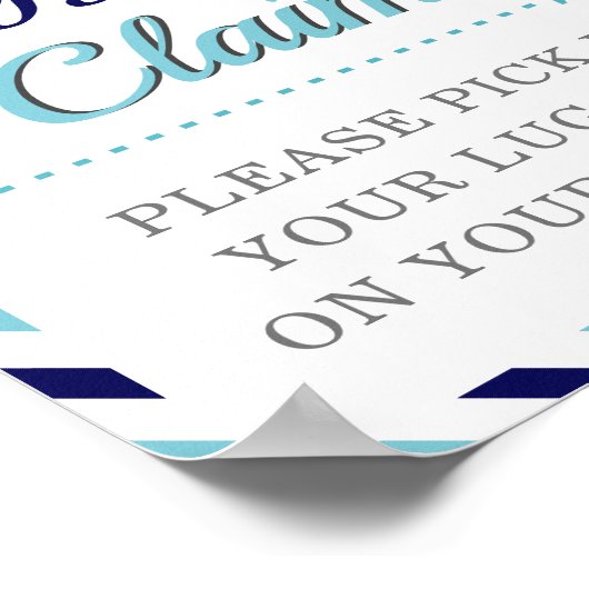 Antragstisch für blaues Gepäck für Reiseluftflugze Poster (Ecke)