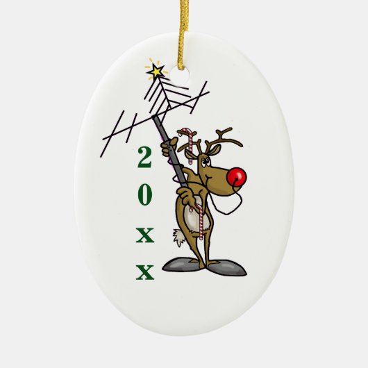 Antreibende Antenne Rudolphs mit Nasen-Verzierung Keramikornament (Vorne)