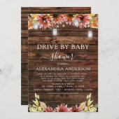 Antrieb durch Babydusche Rustikale Holzblüten Herb Einladung (Vorne/Hinten)