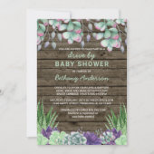 Antrieb durch Babydusche Rustikale Sukkulturen Einladung (Vorderseite)