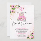 Antrieb durch Brautdusche Einladung Rosa Blume (Vorderseite)