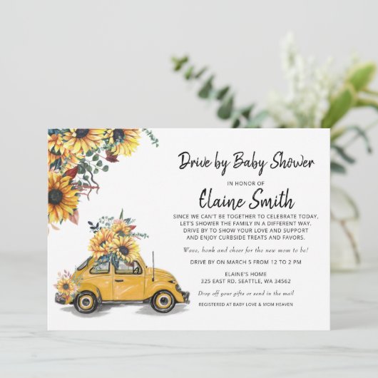 Antrieb durch eine neutrale Baby-Dusche für Sonnen Einladung (Stehend Vorderseite)