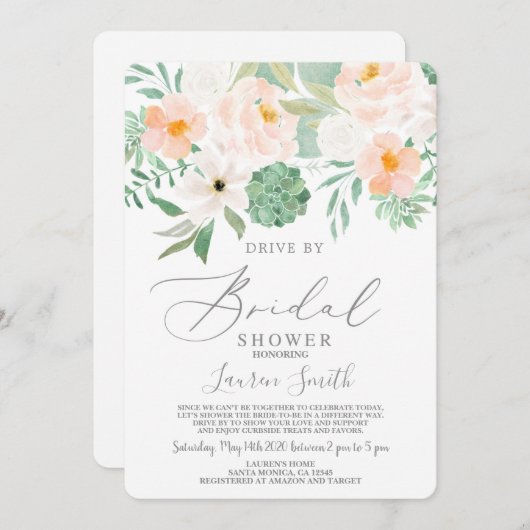 Antrieb durch Succulents-Brautparty Einladung (Vorne/Hinten)