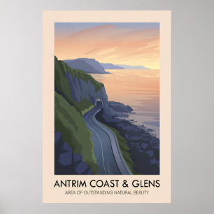 Antrim Küste und Glens AONB Reiseplakat Poster