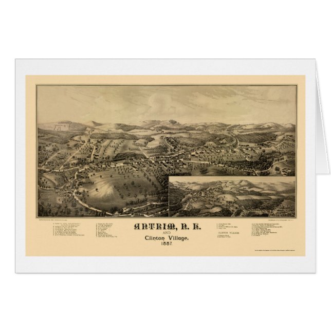 Antrim, panoramische Karte NH - 1887 (Vorderseite (Horizontal))