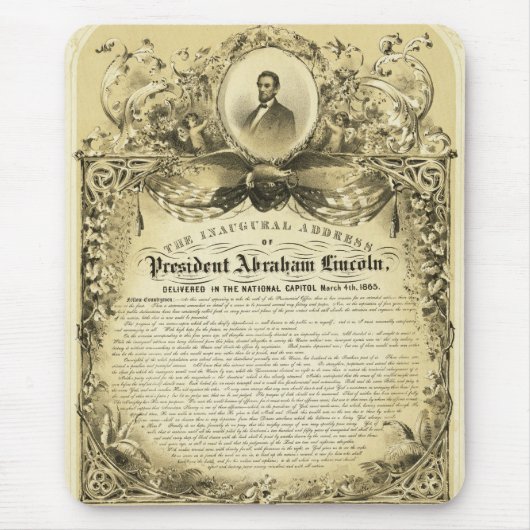 Antrittsrede von Abraham Lincoln am 4. März 1865 Mousepad (Vorne)