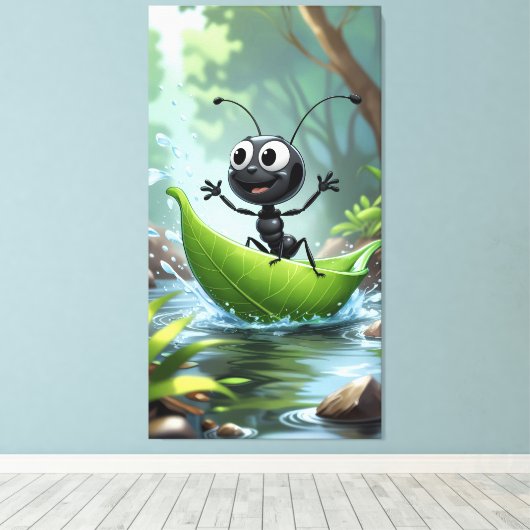 Ant's Adventure: A Whimsical Journey Canvas Print Leinwanddruck (Insitu (Holzboden))
