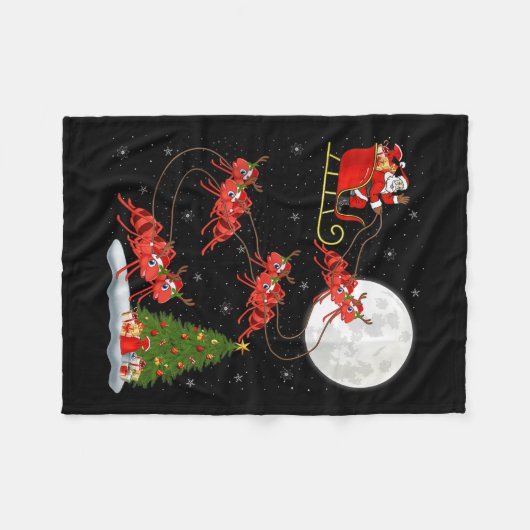 Ants Santa Sleigh Flying Funny Magical Christmas T Fleecedecke (Vorderseite (Horizontal))