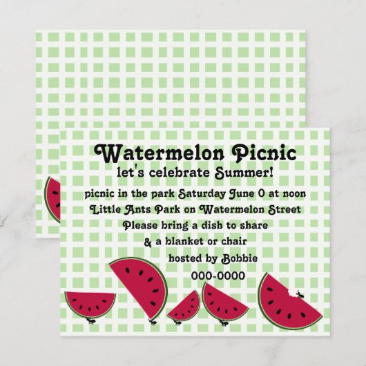 Ant's Watermleon Picnic Einladung (Vorne/Hinten)