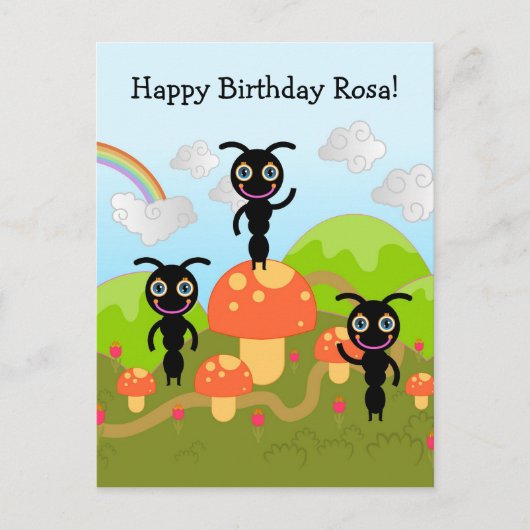 Ants wave Happy Birthday Postkarte (Vorderseite)