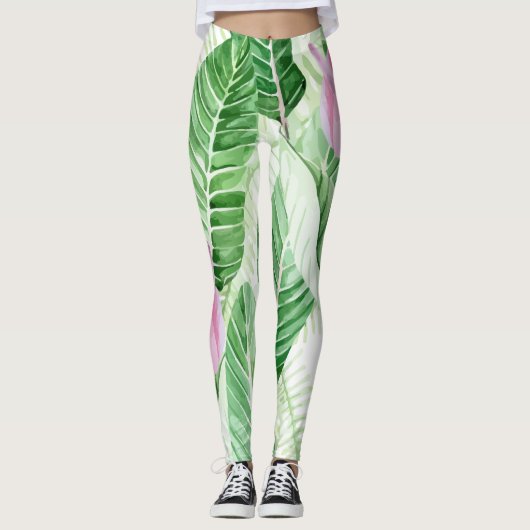 Anturio Rosa Planta Tropical Leggings (Vorderseite)
