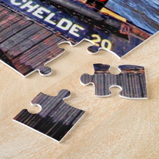 Antwerp, Belgium scenic foto with tugboat Puzzle (Seite)