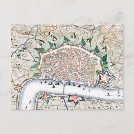 Antwerpen, Antwerpen, Belgien - Antike Karte (Vorderseite)