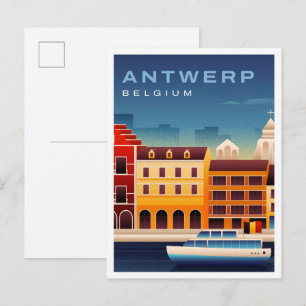 Antwerpen Belgien Aquarell Reise Postkarte