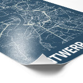 Antwerpen - Belgien Blueprint City Map Fotodruck (Ecke)