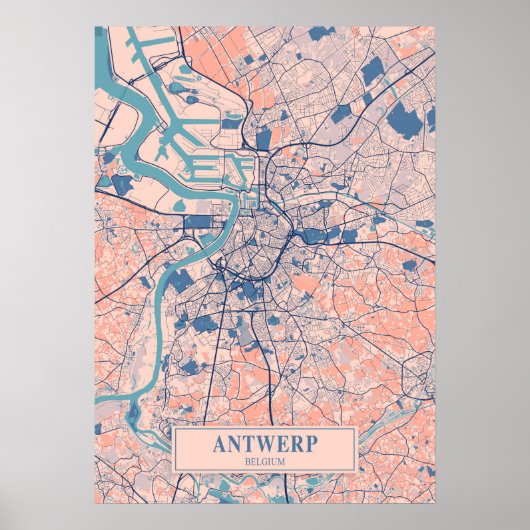 Antwerpen - Belgien Breezy City Map Poster (Vorne)