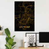 Antwerpen Belgien City Map Gold Street Map Europe Poster (Heimbüro)