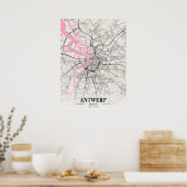 Antwerpen - Belgien Neapolitan City Map Poster (Küche)