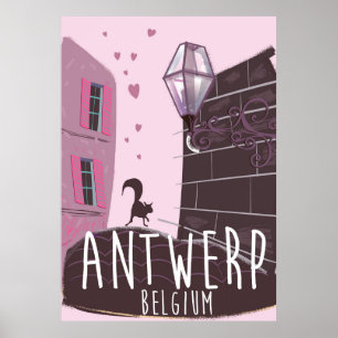 Antwerpen, Belgien Reiseplakat Poster