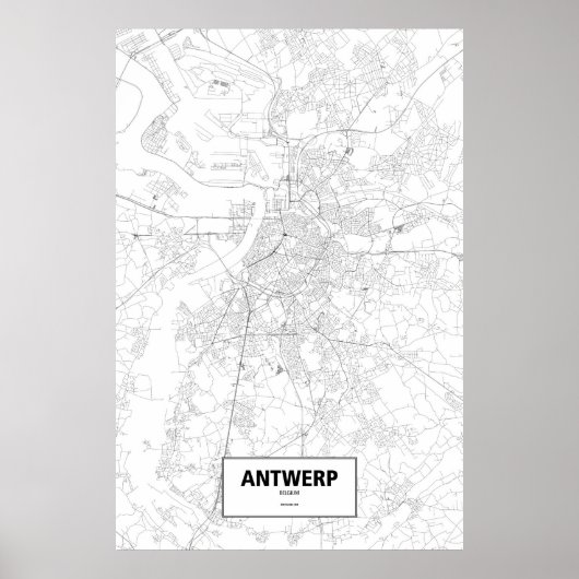 Antwerpen, Belgien (schwarz auf weiß) Poster (Vorne)