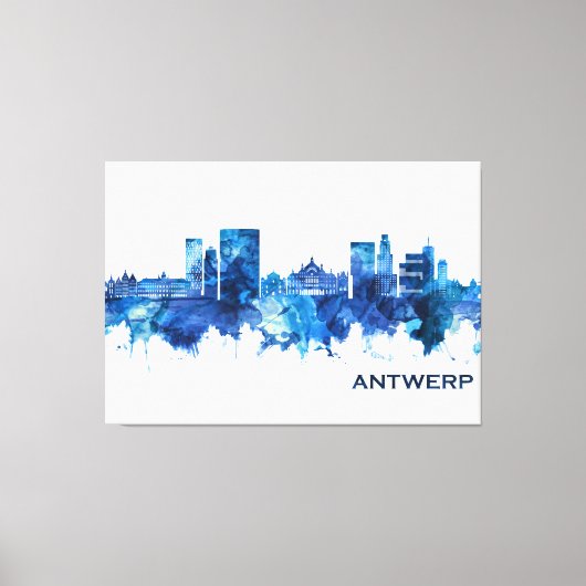 Antwerpen Belgien Skyline Blue Leinwanddruck (Vorderseite)