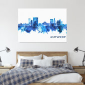 Antwerpen Belgien Skyline Blue Leinwanddruck (Insitu (Schlafzimmer))