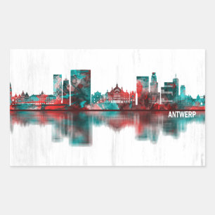 Antwerpen Belgien Skyline Rechteckiger Aufkleber