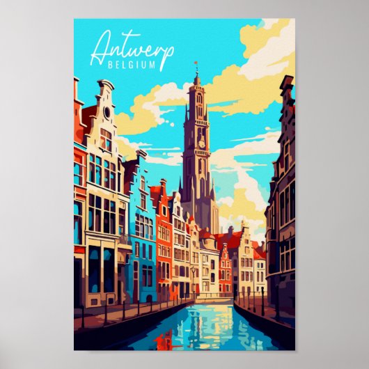 Antwerpen Belgien - Vintage Poster (Vorne)