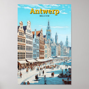 Antwerpen Belgien Vintage Travel Poster