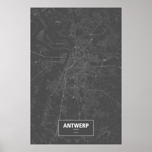 Antwerpen, Belgien (weiß auf schwarz) Poster (Vorne)