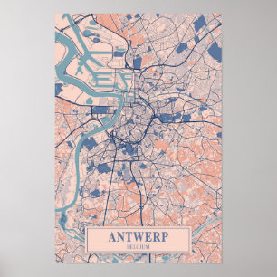 Antwerpen Belgien Windige Stadtplan Reise Poster