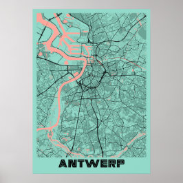Antwerpen - Belgische Peony City Map Poster