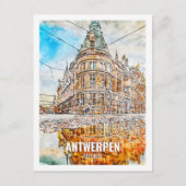 Antwerpen Belgium Travel Place Watercolor Postkarte (Vorderseite)