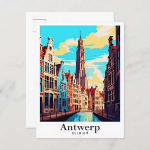 Antwerpen Belgium Vintage Travel Portrait Postkarte