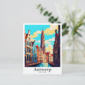 Antwerpen Belgium Vintage Travel Portrait Postkarte (Stehend Vorderseite)