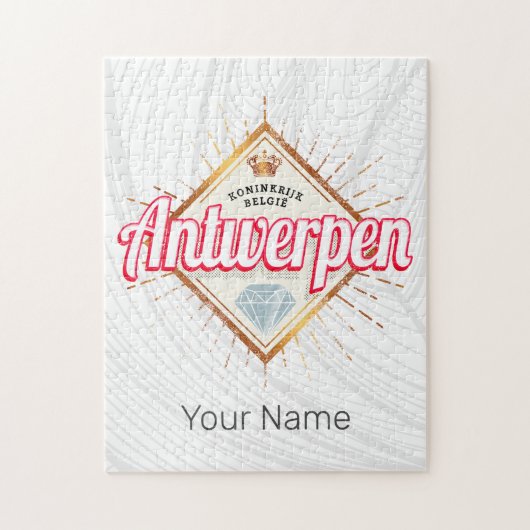 Antwerpen Flanders Belgien Retro Vintag Souvenir Puzzle (Vertikal)