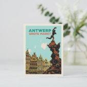 Antwerpen Grote Markt Illustration Belgien Postcar Postkarte (Stehend Vorderseite)