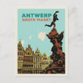 Antwerpen Grote Markt Illustration Belgien Postcar Postkarte (Vorderseite)
