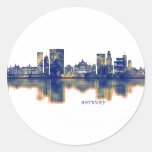 Antwerpen Skyline Runder Aufkleber