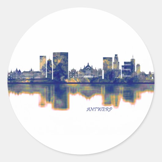 Antwerpen Skyline Runder Aufkleber (Vorderseite)