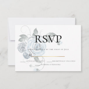 Antwort    Aquarell Staubblau Florale Hochzeit