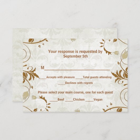 Antwort auf die Hochzeit im Herbst und Speisekarte (Vorne/Hinten)