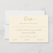 Antwort auf Gold und Creme Wedding Moderne Handwri (Vorderseite)