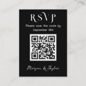 Antwort auf Hochzeit QR-Code Schwarz in Weiß Begleitkarte (Vorderseite)