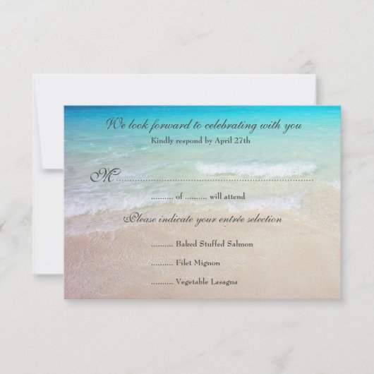 Antwort auf Hochzeiten am Meer auf das exakte Menü (Vorderseite)